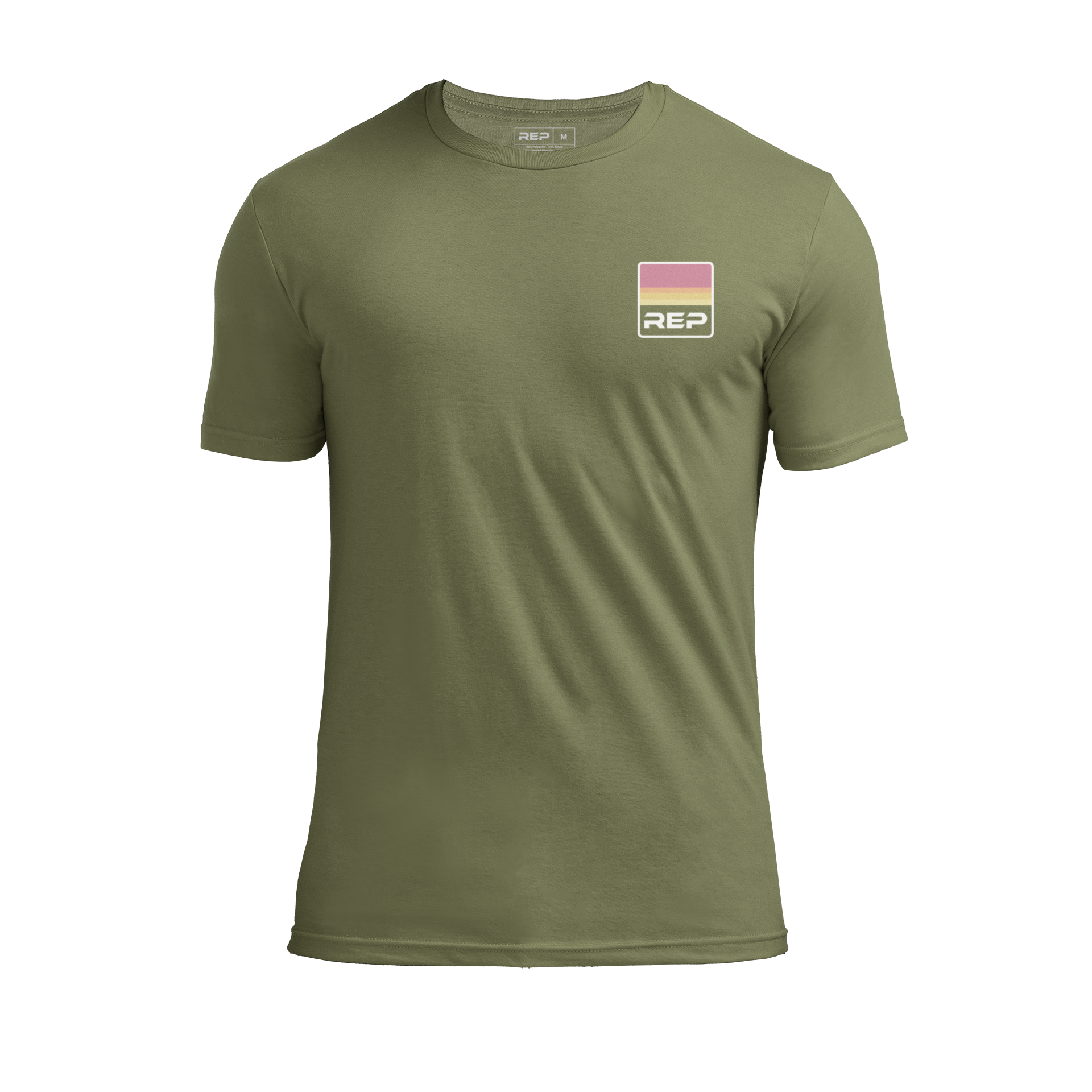 Rise Tri-Blend Crew T-Shirt - Heather Olive/Red / X-Small